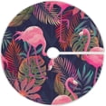 thumbnail image 1 of FMSHPON Palm Leaf Flamingo Xmas Christmas Tree Skirt Stand Mat for Holiday Party Decoration Indoor Outdoor 48 inches, 1 of 6