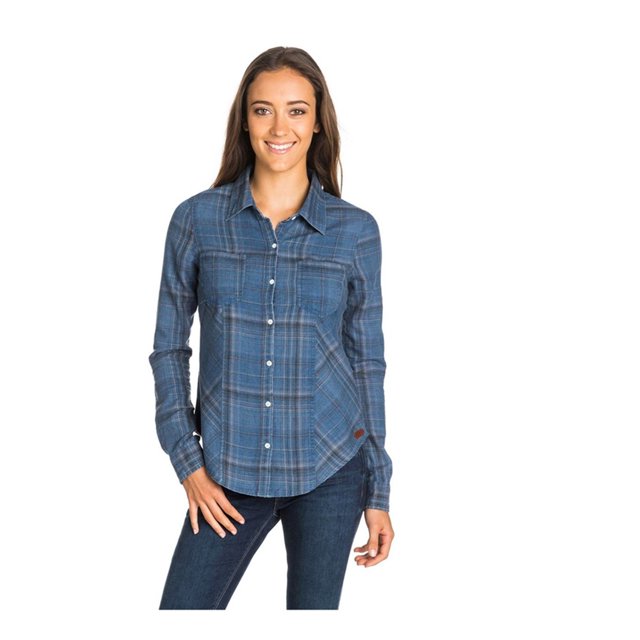 Roxy Driftwood Button Up Shirt para mujer, azul, mediano Roxy Camisa con botones