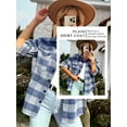 thumbnail image 6 of Xuanfei Women Plaid Lapel Collar Button Down Long Sleeve Top, 6 of 7