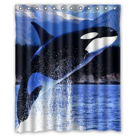 Hellodecor Orca Killer Whales Shower Curtain Polyester Fabric
