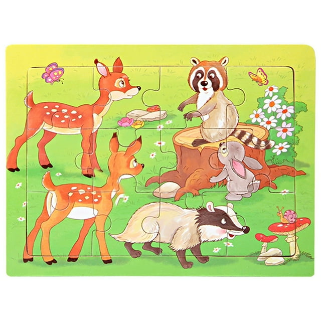 Q Wooden Animal Jigsaw Puzzle For Kids, 22-Piece Educational Learning Toy, Preschool Brain Teaser Game For Toddlers