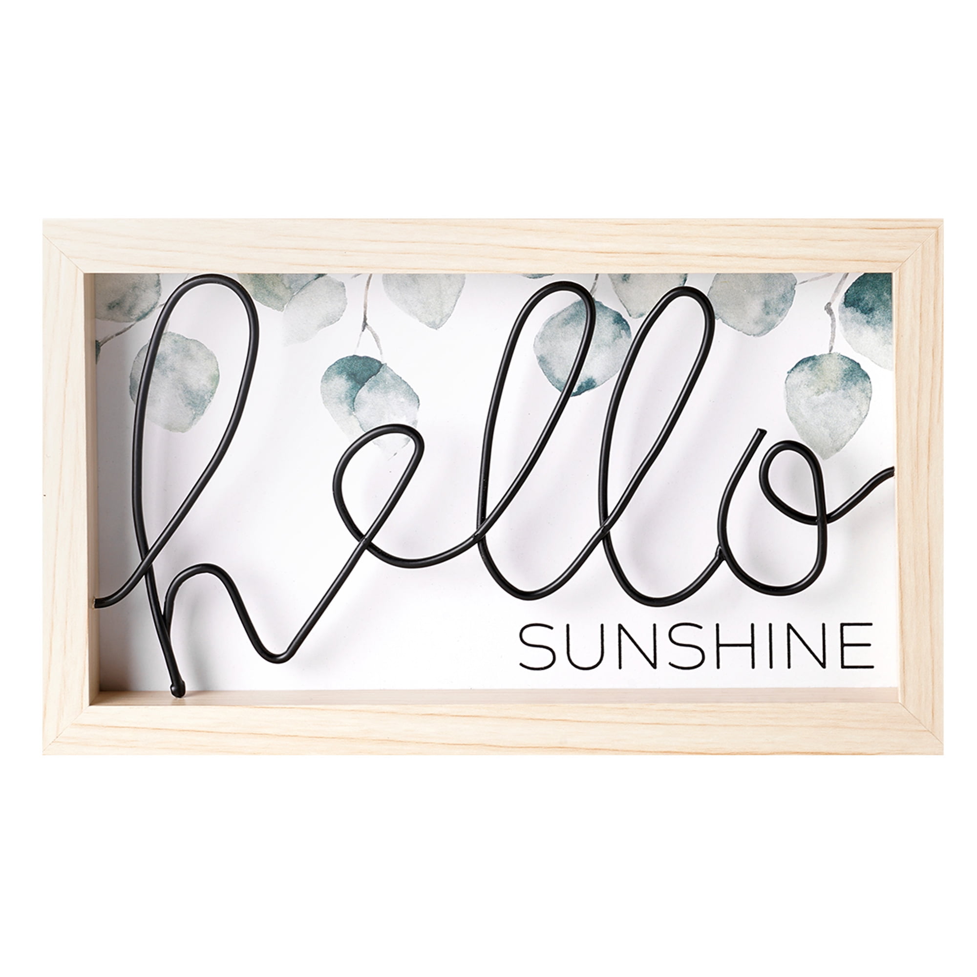 Mainstays Indoor Hello Sunshine Black Metal Wire Sign with Wood Frame, 10 in x 6 in