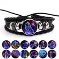 thumbnail image 2 of HOOUN 12 Constellation Zodiac Sign Braided Leather Bracelet Woven Glass Dome Bracel:yq-Aquarius, 2 of 9