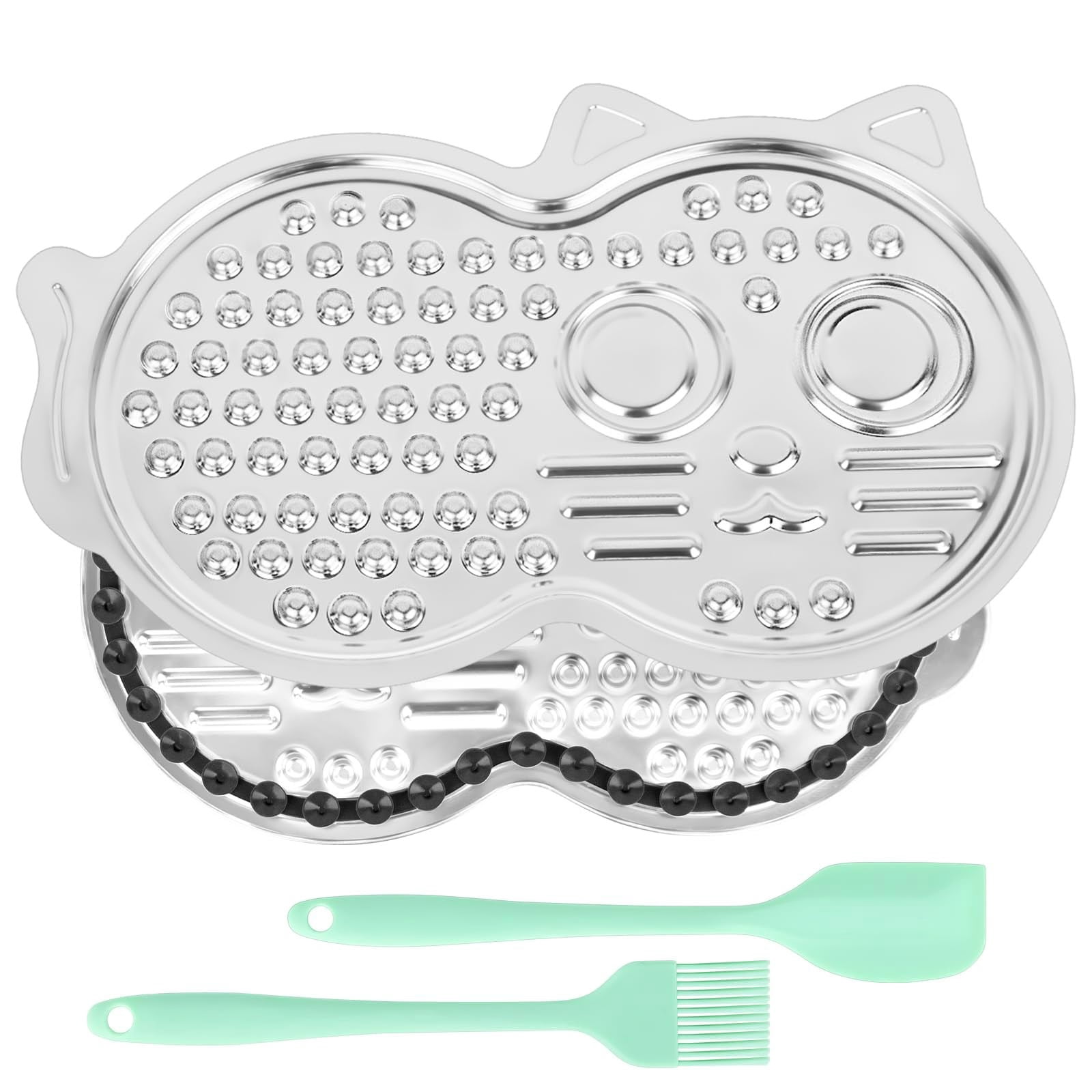 Oricka Slow Feeder Dog Bowls, Stainless Steel Slow Feed Bowl for Dogs and Cats, Dual Function Slow Food & Snack Bowls, Equipped with Brush and Scraper