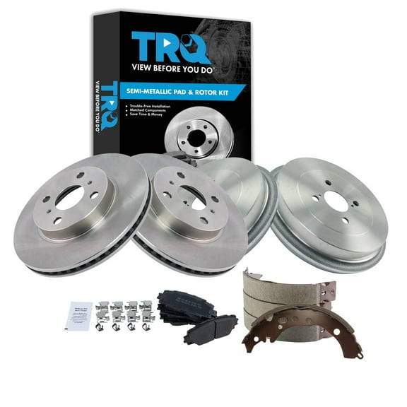 TRQ Front and Rear Brake Pad & Rotor,Shoe & Drum Kit BKA20475 Fits Select 2013-2013 Scion iQ , 2012-2016 Toyota Prius C