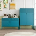 thumbnail image 5 of Elegant Metal Locker Storage Cabinet, 2 Door Metal Accent Cabinet,2 Tier Low Metal Cabinet with Doors and Shelf  for Home and Office,Blue, 5 of 7