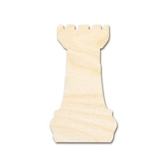 Unfinished Wood Chess Rook Shape | DIY Craft Cutout 3" / 1/2"