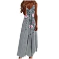 thumbnail image 3 of ClodeEU Women's Printed Spaghetti Strap Maxi Dress ，Boho V Neck Casual Floral Summer Sundress for Beach Vacation Multicolor24,Womens Plus S, 3 of 5