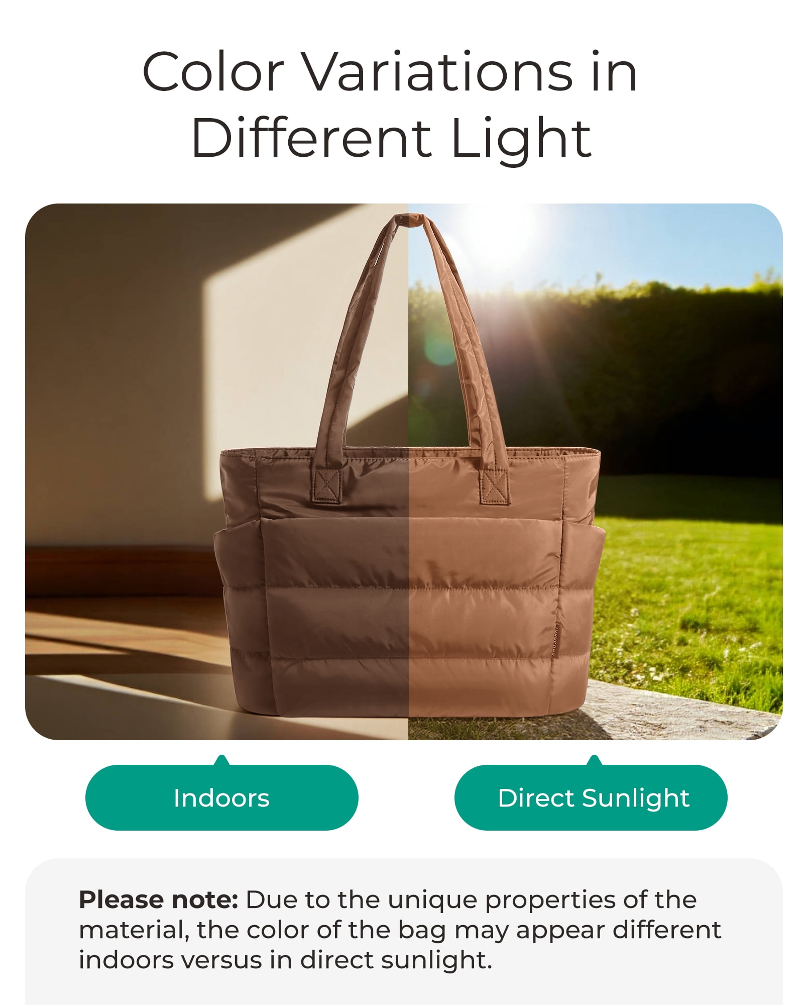 BAGSMART Tote Bag for Women, Lightweight Shoulder Bag with Compartments Puffy Handbag for Travel, Work, Beach, Gym, Shop, Coffee