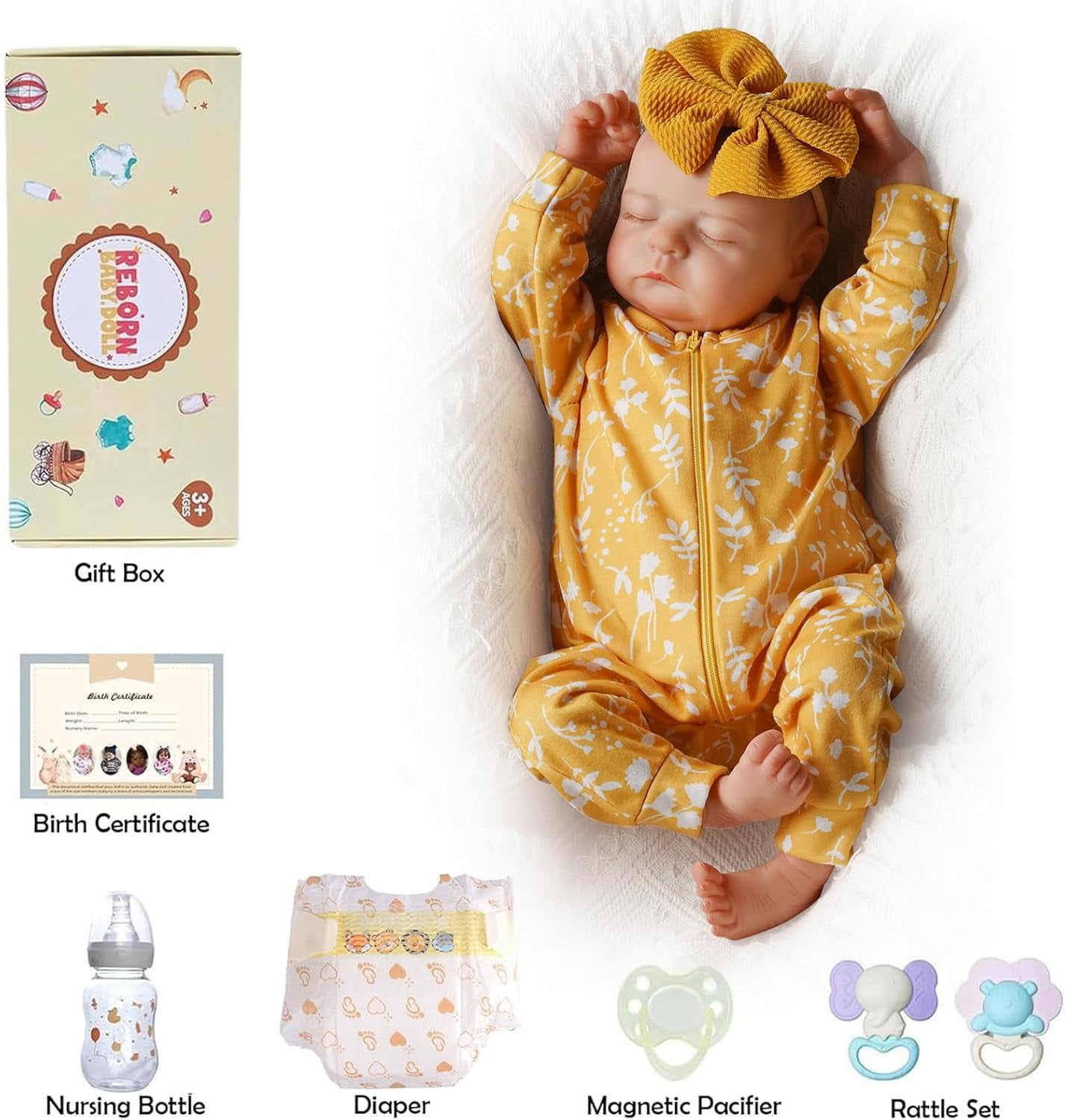 BABESIDE 20-Inch Soft Cloth Body lifelike Baby Doll Boy Dolls with Accessories Gifts for Kids 3+