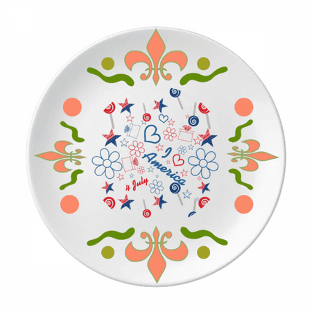

USA Candy Flower Star Love Heart Word Flower Ceramics Plate Tableware Dinner Dish
