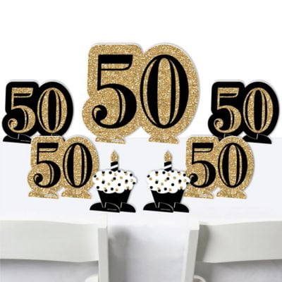 Adult 50th Birthday Gold Birthday Party Centerpiece Table