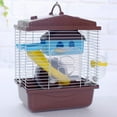 thumbnail image 3 of 2 Pcs Pet Cage Hamster Cottage with Transparent Skylight Double Layer House for Golden Hamster Pet, Coffee & Pink, 3 of 7