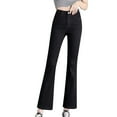 thumbnail image 2 of MHFRRA Women's Jeans Women Micro Flared Pants Nine Point Petite High Waisted Wide Leg Flared Jeans, 2 of 8