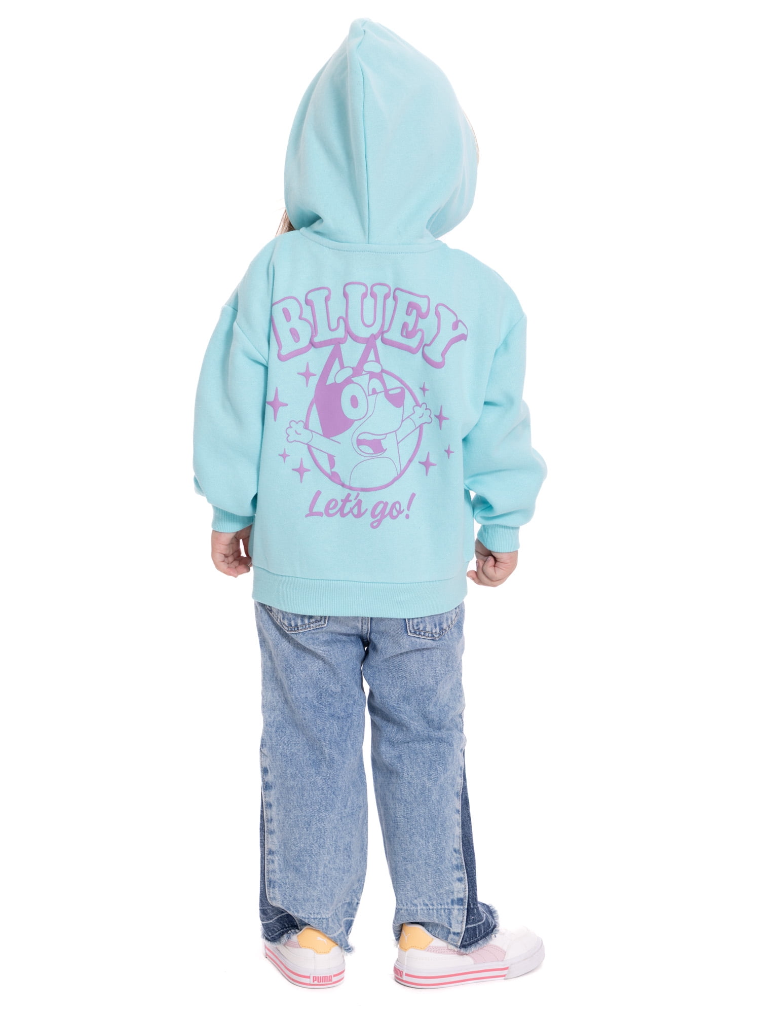 Bluey Toddler Girls' Full Zip Graphic Hoodie, Sizes 12M-5T