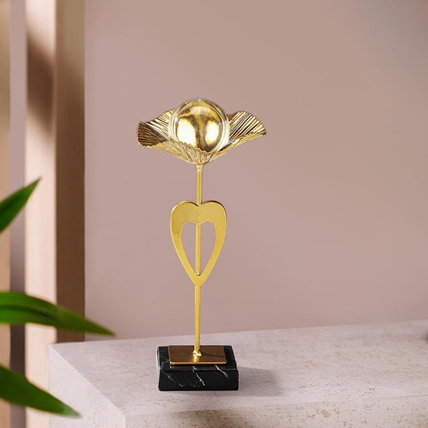 Estatua de hoja de metal, figura decorativa de bola, obra de arte coleccionable, figura de escritorio, escultura para sala de estar, festival, regalo Con Amor 5x5x19.5cm