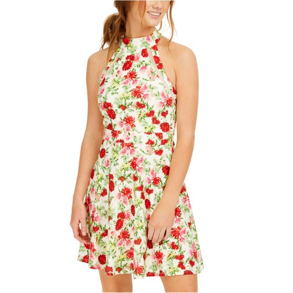 Teeze Me Womens Floral Fit & Flare Dress, Multicolor, 1/2