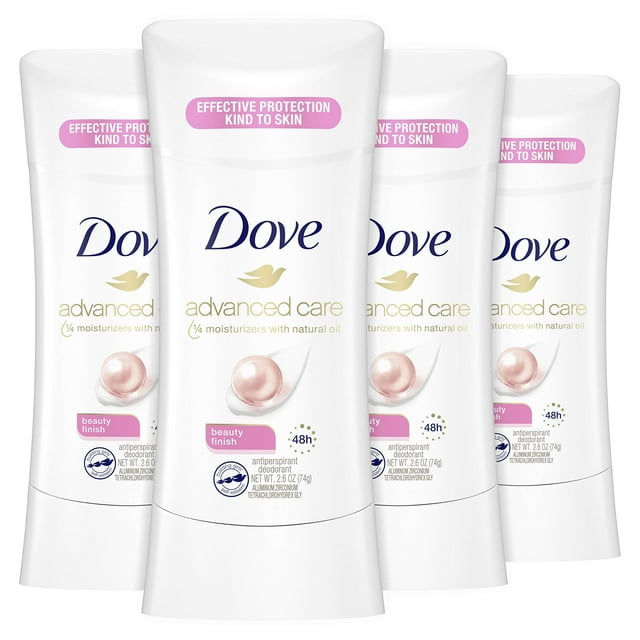 Desodorante antitranspirante en barra Dove Beauty Finish, 4 x 65 ml, para mujer