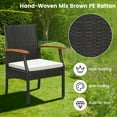 thumbnail image 3 of Costway 5PCS Patio Wicker Dining Set Cushion Acacia Wood Armchairs Table with Umbrella Hole, 3 of 10
