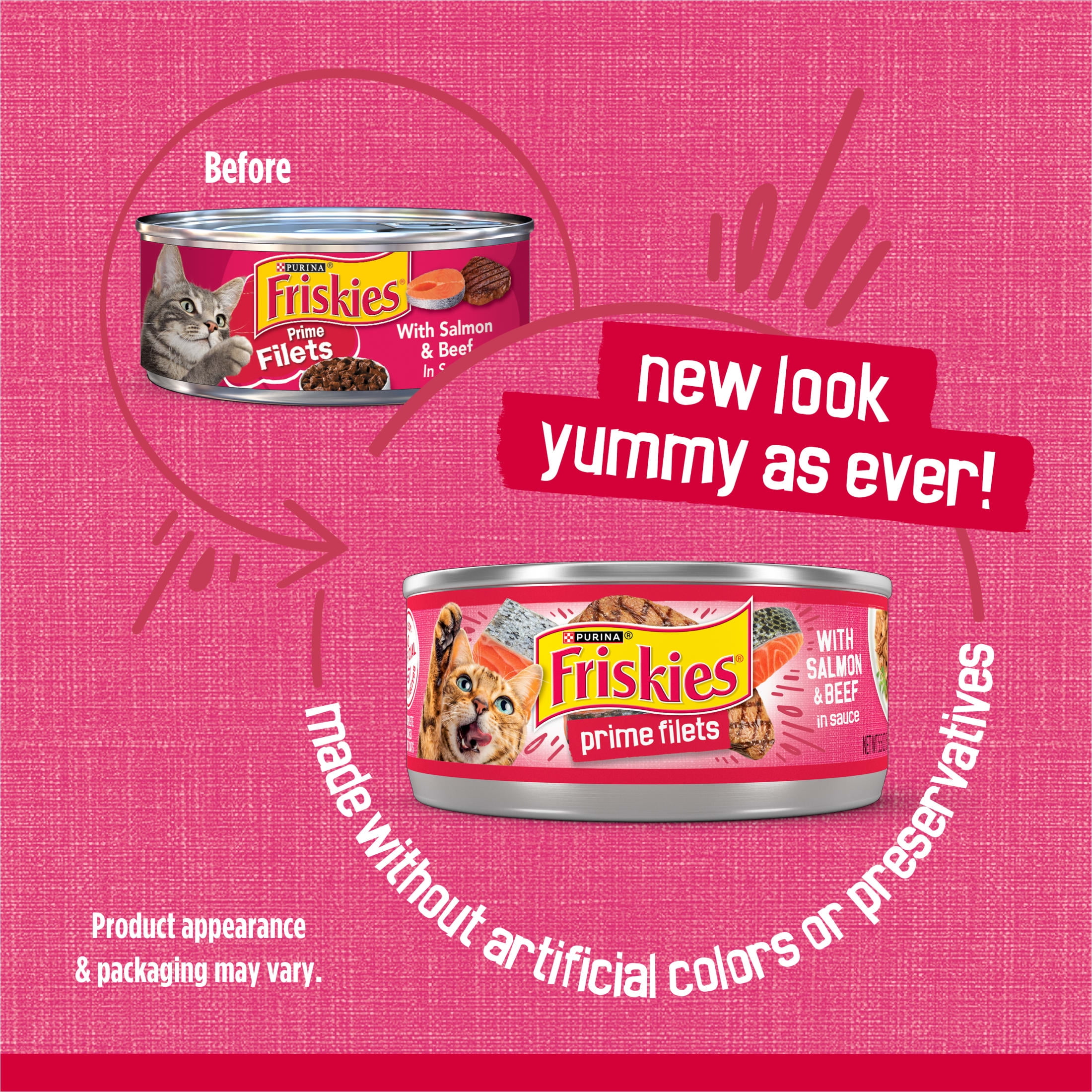 Purina Friskies Prime Filets, Salmon and Beef in Sauce, Wet Cat Food, 5.5 oz Can
