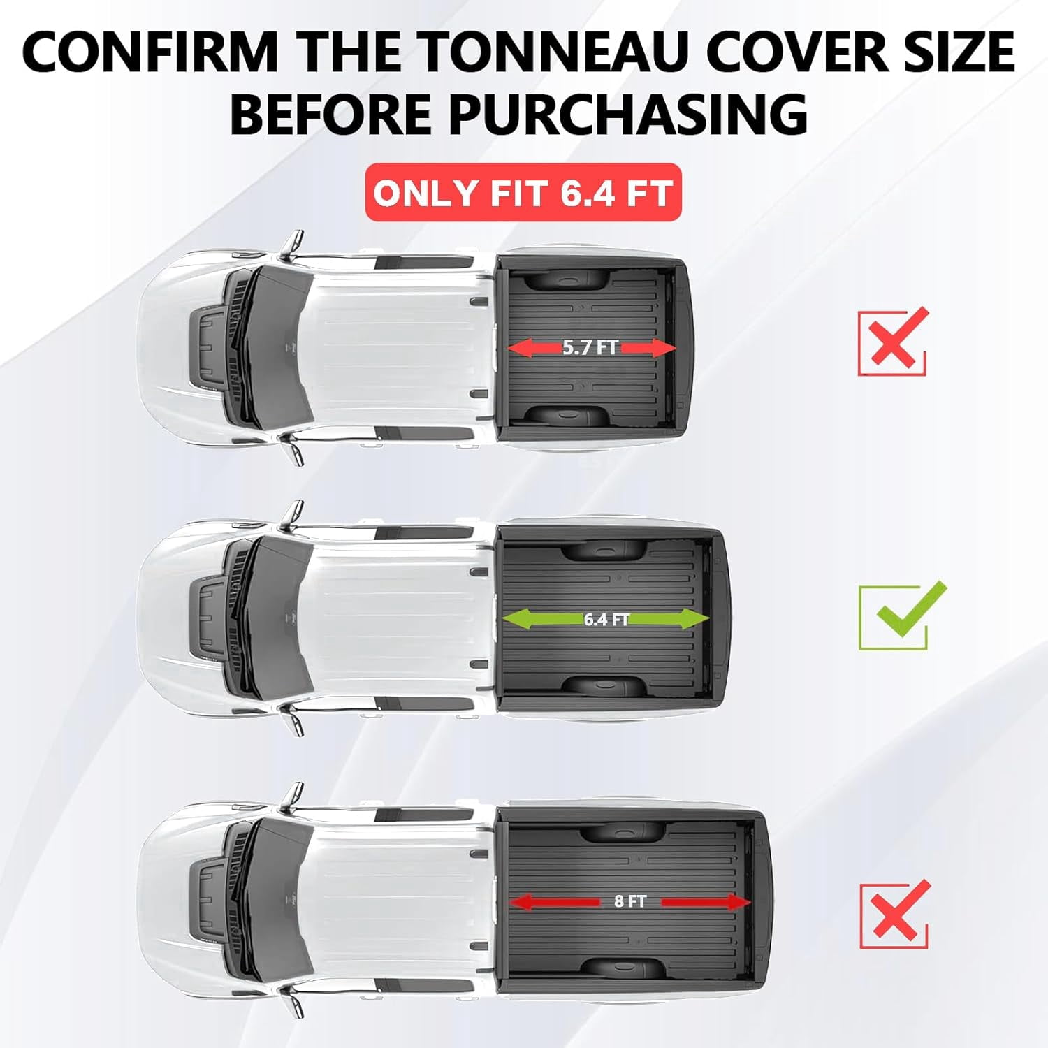 TPA FRP Hard Tri-fold Truck Bed Tonneau Cover Fits for 6.4 FT 2002-2026 Dodge Ram 1500 Classic Body & New Body, 2003-2026 Dodge Ram 2500 3500 6.4 FT (76") Bed, Waterproof Without RamBox