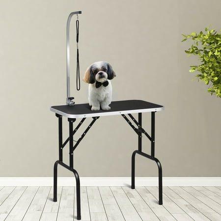 - Gymax 32'' Adjustable Pet Dog Cat Grooming Table Top Foam W/Arm&Noose Rubber Mat