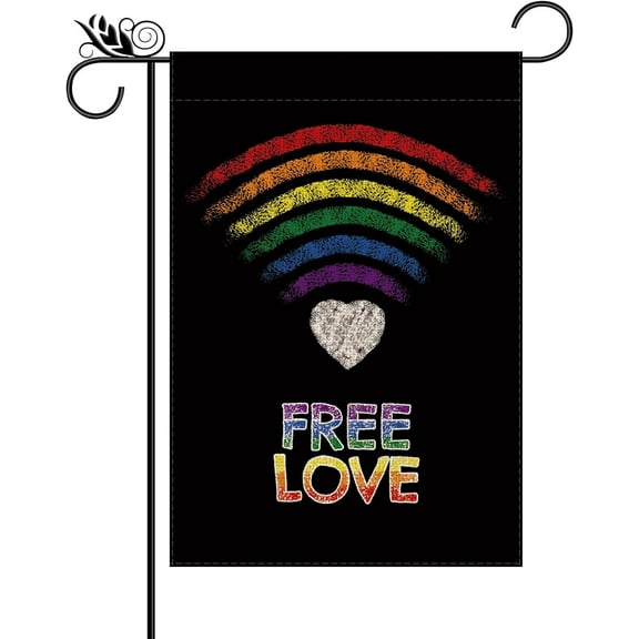 Pride Rainbow Garden Flag Free Love Vertical Double Sided Rainbow Heart LGBT Lesbian Gay Transgender Pansexual Flag Farmhouse Yard Outdoor Decorations 12.5 x 18 Inch