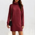 thumbnail image 4 of larppty Women Oversized Sweater Dress Turtleneck Batwing Long Sleeve Ribbed Knit Loose 2025 Fall Winter Casual Short Dress（Wine，S）, 4 of 8