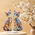 thumbnail image 5 of Michellecmm Cat Desk Decorations Artistic Stained Cat Figurine Acrylic Flat Ornaments Table Centerpieces, 5 of 8