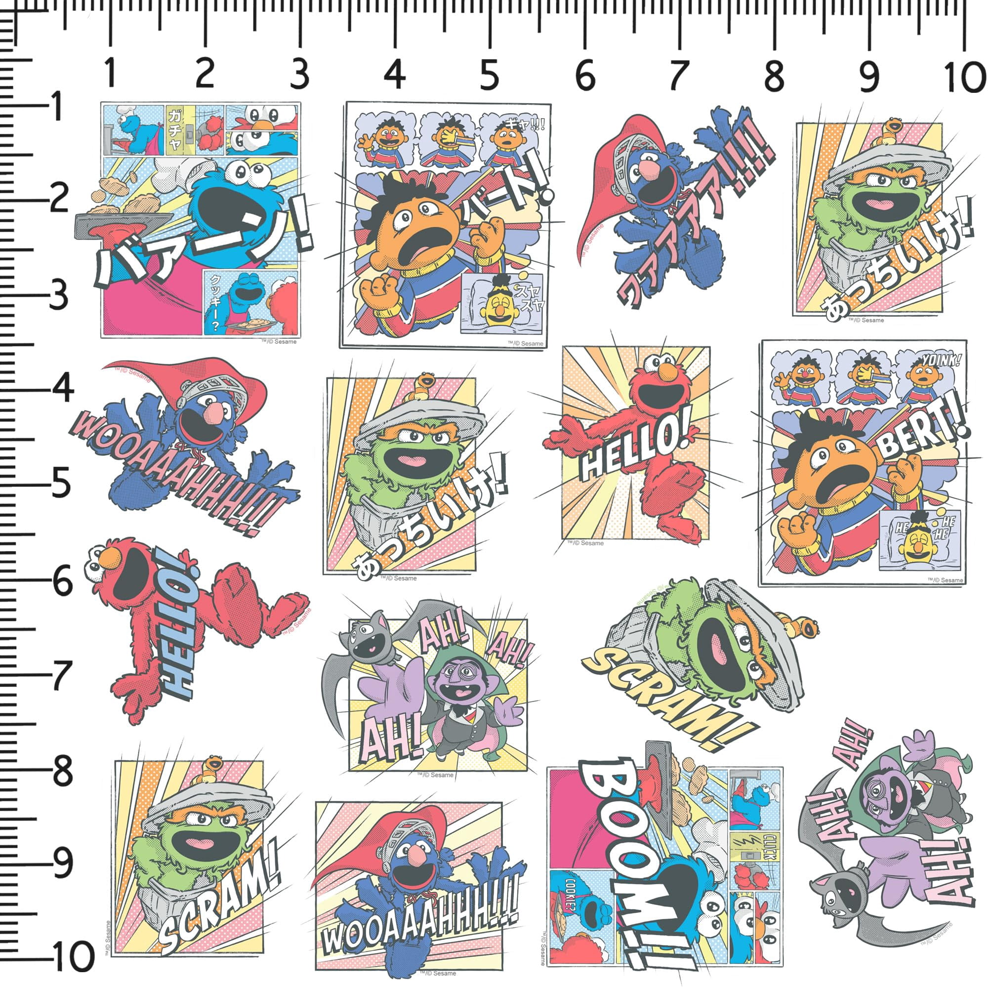 Sesame Street Manga 150ct Vinyl Sticker Pack  Anime-Style Waterproof Die-Cut Stickers Featuring Elmo, Grover, Bert, Oscar  Laptop, Water Bottle, Scrapbooking, Tablet