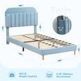 thumbnail image 3 of Bingirl Upholstered Twin Size Bed Frame with Bookcase Headboard - Blue, Wooden Slats Support, No Box Spring Needed, 3 of 5
