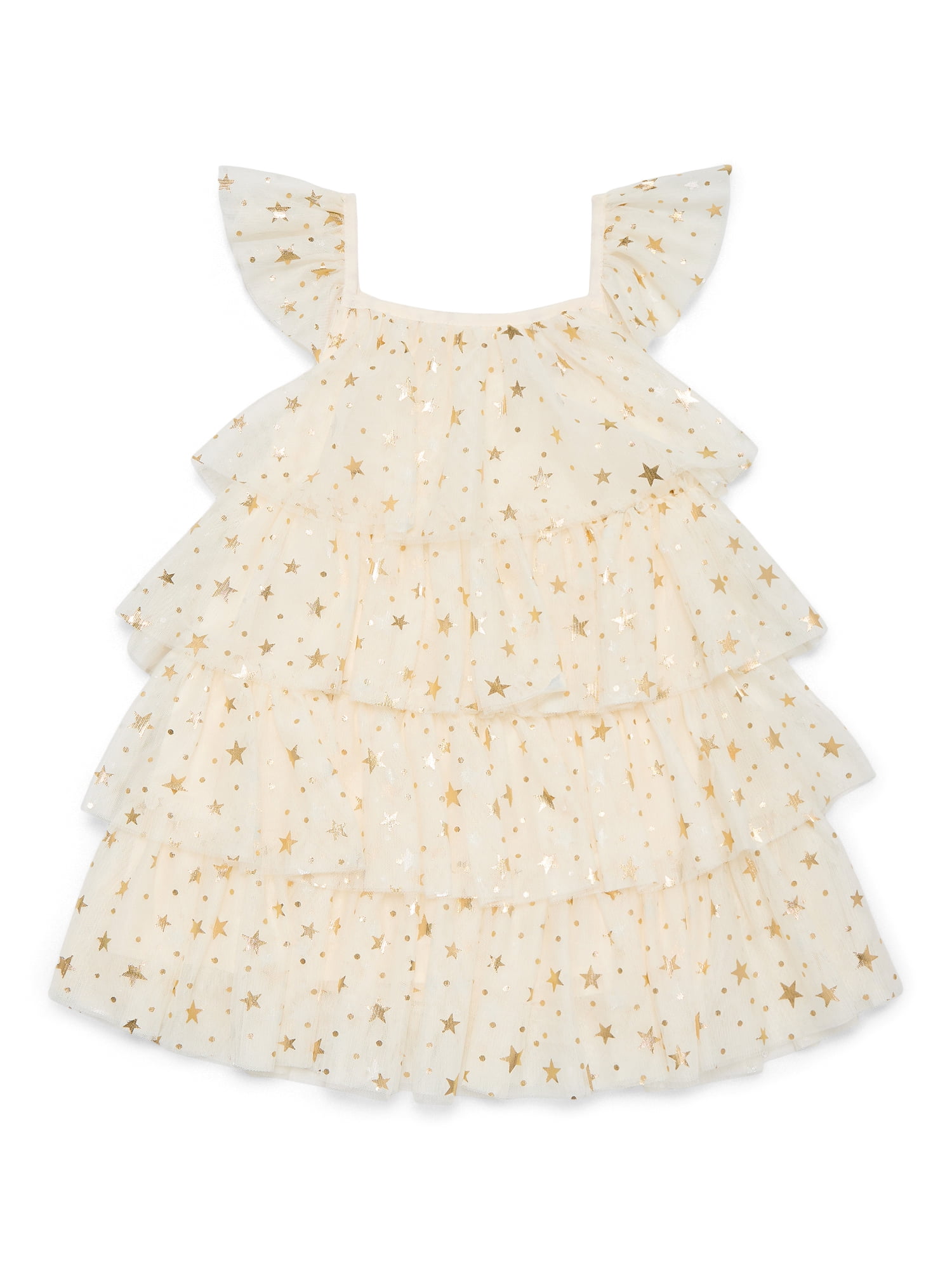 Dreaming of Lucy Toddler Girls Shimmer Tiered Ruffle Dress with Short Sleeves, Sizes 12M-5T