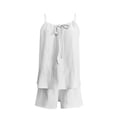 thumbnail image 5 of Cagogo Women's V Neck Sleeveless Tank Top Shorts Set Casual Two Piece Solid Summer Outfits Loose Matching Lounge Sets Tracksuits Travel Beach Clothes, White L, 5 of 7