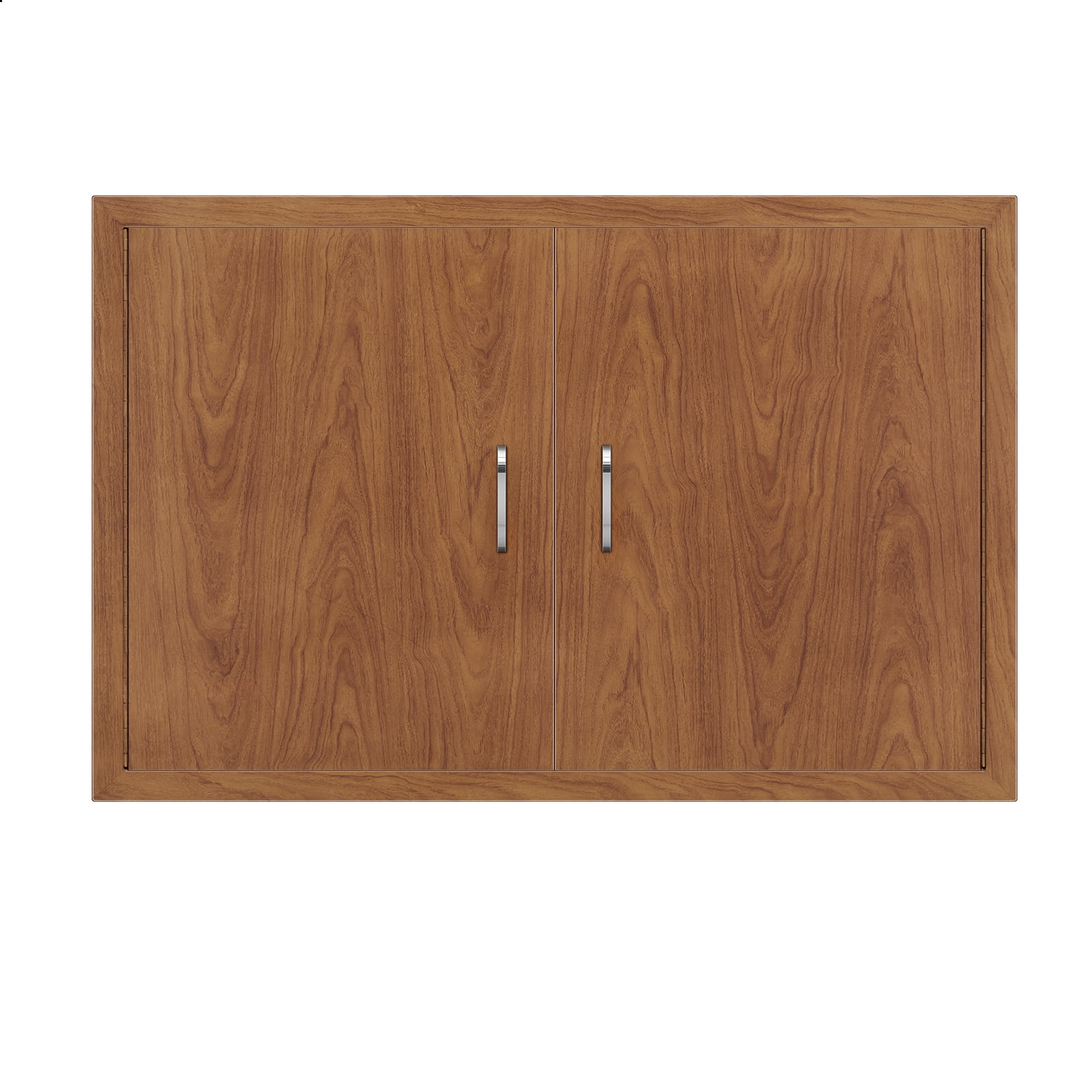 GARITIN Outdoor Kitchen Door, Stainless Steel Cabinet Door with Wood Grain Finish, Water Resistant & Insect Resistant Double Door for Outdoor Kitchen Storage, Wood