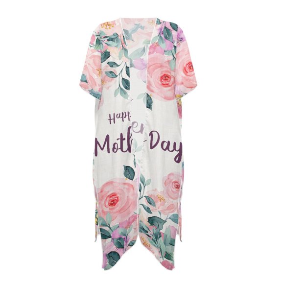 HELLHERO Casual Cover Ups for Swimwear Women for Beach Polyester Lightweight Bathing Suit Cover Up Rose Mother's Day