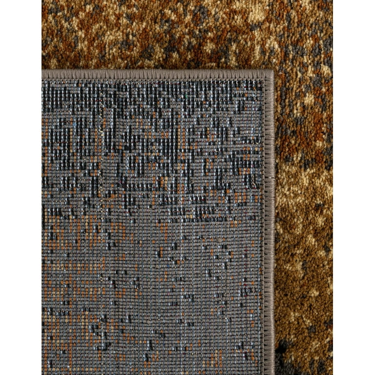 Unique Loom Barista Collection Area Rug - Excelsa Pattern, 7'10" X 10' Oval, Beige/Brown, Machine Made Polypropylene