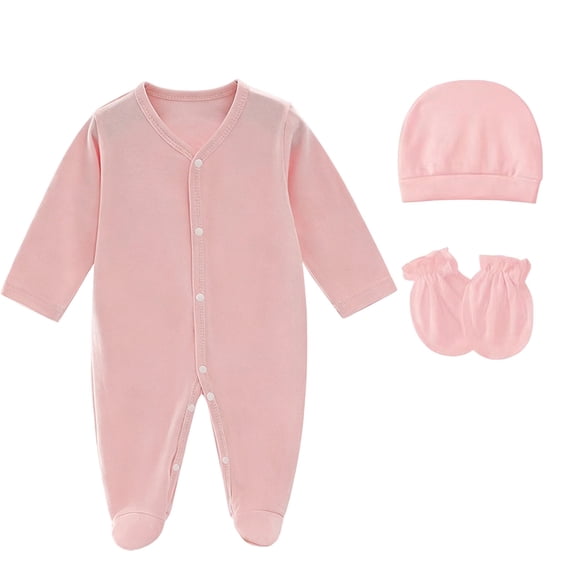 Eygvbb Baby Romper Toddler Jumpsuit Snap Coverall Girls Romper Long Sleeve V Neck Ribbed Knit Footed Loungewear for 0-6 Months Boys Girls Infant Daily Sleep Outfit