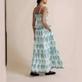 thumbnail image 4 of Womens Dresses Bohemian Floral Sunflower Midi Sleeveless Ruffled A Line Spaghetti Strap Swing Spring Dress Blue XL, 4 of 4