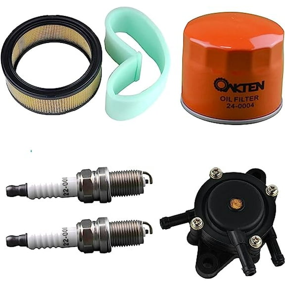 OakTen Air Filter Oil Filter Spark Plug Fuel Pump Pack with 47 083 03-S, 12 050 01-S, 24 393 16-S, 12 132 06-S for Kohler CH18-CH25, CV17-CV23