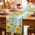 thumbnail image 5 of Sunflower Table Runner 90 Inches, Summer Eucalyptus Botanical Floral Teal Wood Bed Runner Dresser Scarves Tabletop for Indoor Outdoor Parties/Ceremony/Banquet, 13" x 90", 5 of 9
