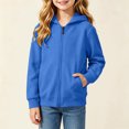 thumbnail image 3 of Ohufall Hooded Sweatshirt Jacket for Girls Boys Zipper Long Sleeve Top with Pocket Versatile Solid Color Casual Sweatshirts 1-11T, 3 of 6