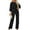 Black, variant on Womens Casual Jumpsuits Loose Fit Belted Dressy Long Sleeve Crewneck Autumn Jumpsuit Long Wide Legs Formal Rompers Black L