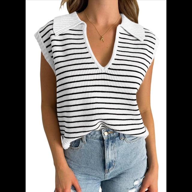 Suéteres de Verano para Mujer 2025, Cuello en V, Mangas , Suéter Sin Mangas, Chaleco M