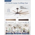 thumbnail image 5 of 65 inch Large Oil Rubbed Bronze Ceiling Fans with Lights and Remote, Indoor/Outdoor Farmhouse Ceiling Fan with 10 , 32W LED Light 3 CCT, 6 Speed Reversible Quiet DC , Dual Finish, 5 of 6