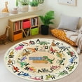 thumbnail image 6 of SARAG 47in Large Round Plastic Carpet Large Round Dinosaur Alphabet Playroom Carpet Zoo Bedroom Carpet For Kids Boys Girls Kindergarten Children's Bedside Rugs,Cream Color, 6 of 9