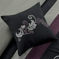 thumbnail image 4 of Chezmoi Collection 7-Piece Luxury Floral Leaves Embroidery Comforter Set, Queen, Purple/Gray/Black, 4 of 9