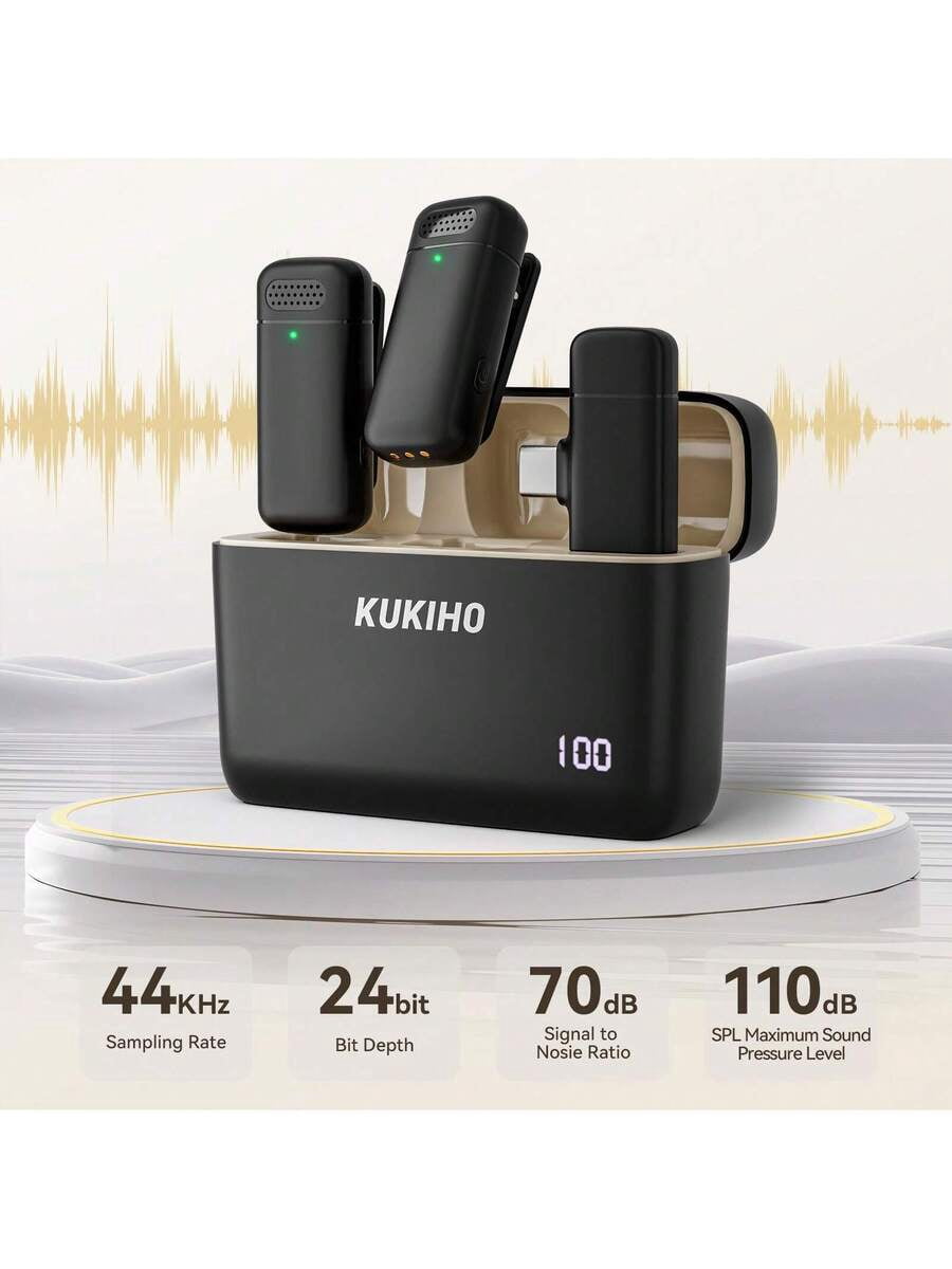 Wireless Lavalier Microphone With Charging Case, 36H Battery Life, Noise Cancellation, 135ft Range, Plug-And-Play Clip-On Mic For IPhone, IPad, Android,  Vlog, Live Streaming