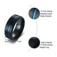 thumbnail image 2 of 8mm Men's Silver/Black Brushed Blue/Rainbow Bands Stainless Steel Ring Size 7-12, 2 of 9