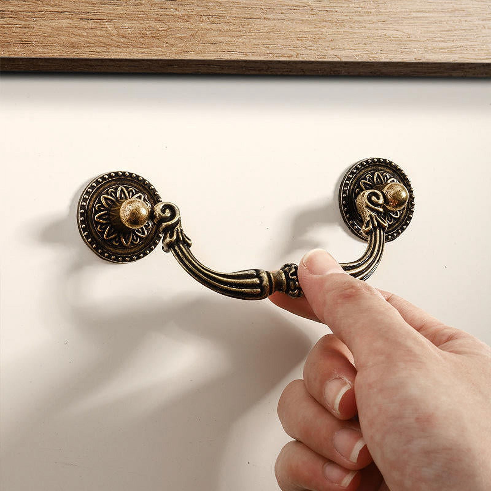MuDuJia 2.5" Antique Brass Bail Drawer Pulls - Oval Drop Swing Handles, Zinc Alloy, 64mm Centers (Pair)