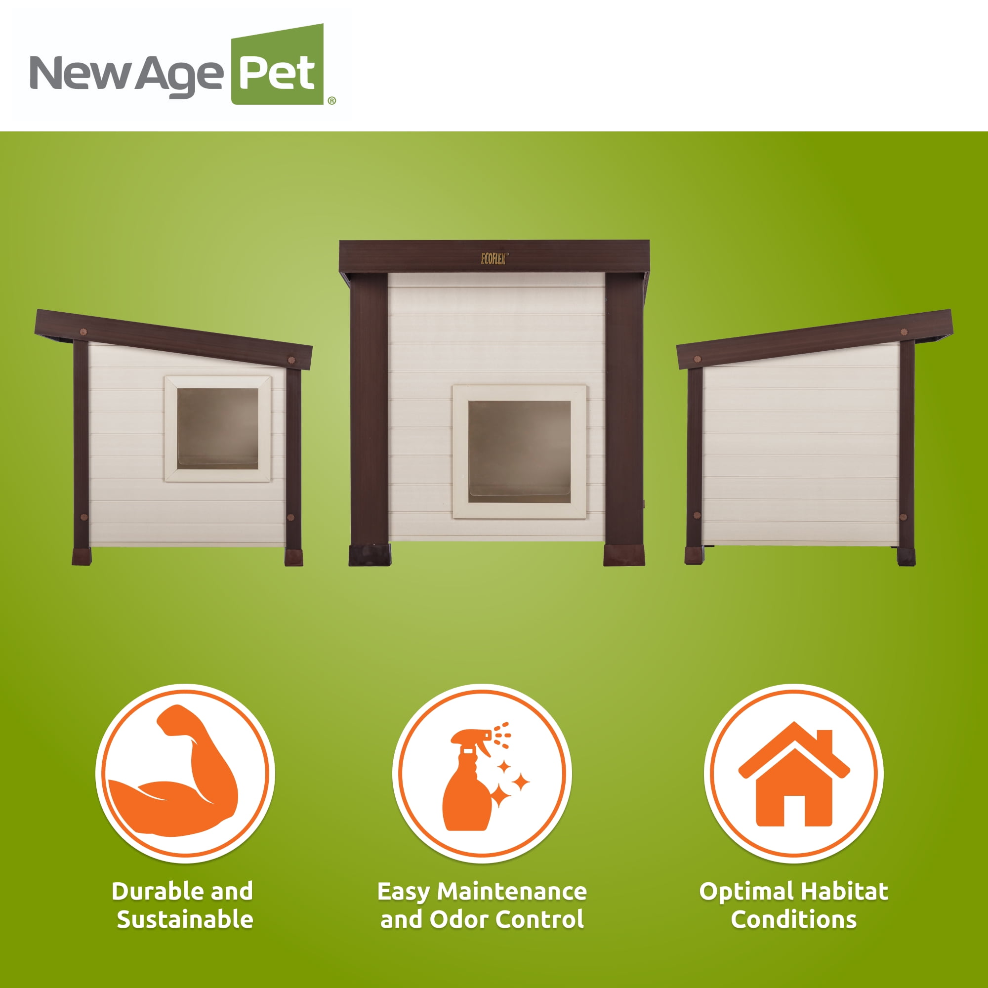 New Age Pet ECOFLEX Albany Outdoor Cat House, Weather-resistant, Dual Door Flaps